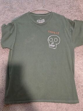 Ouija 'Goodbye' Skull Short Sleeve Tee - Olive Green